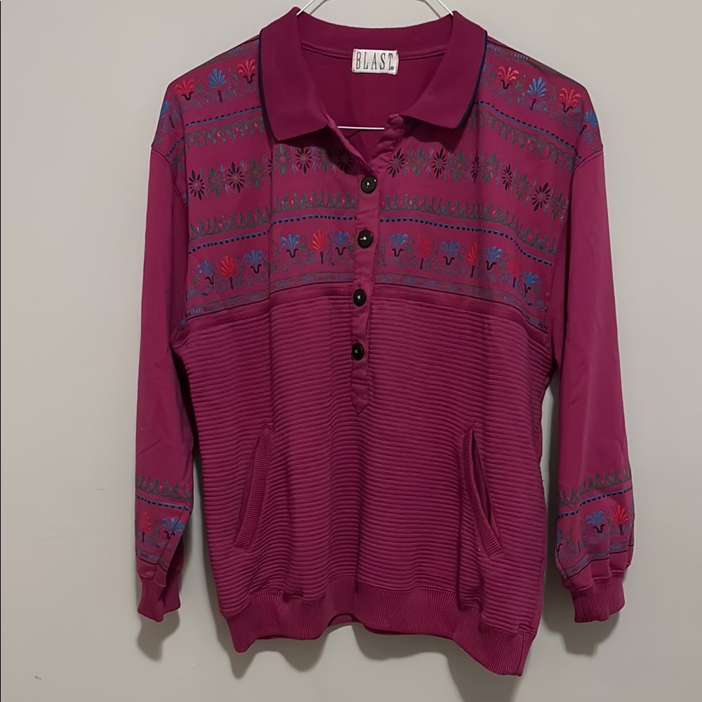 Vintage Blast Maroon Patterned Pullover Sweater